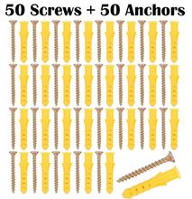 50 Set 8x36 Screws Plastic Expander Anchors Plugs Drywall Anchor Kit, 50 Pieces Plastic Expander Anchor for Screws and Galvanized Fillers for Drywall, Hollow Wall, Concrete Ceiling Tiles